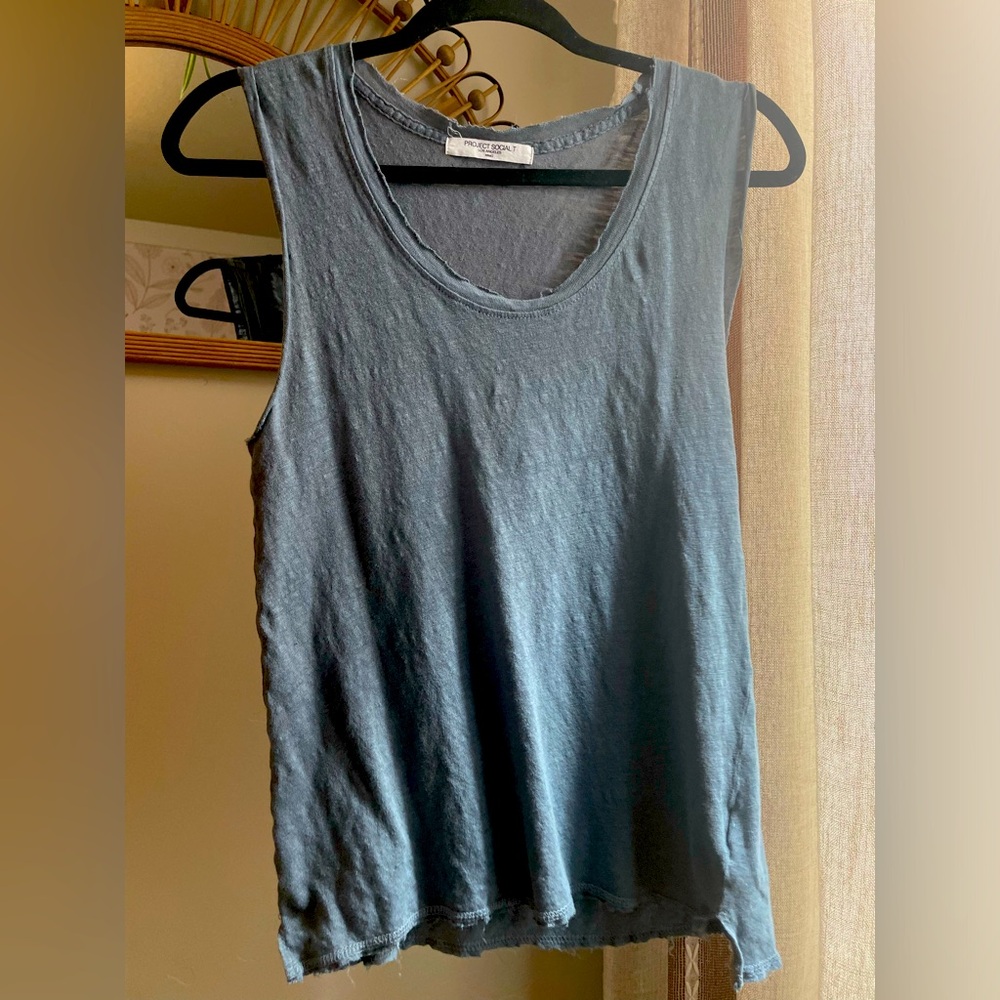 39. Project Social T Womens Distressed Raw Edge Tank Top - size S